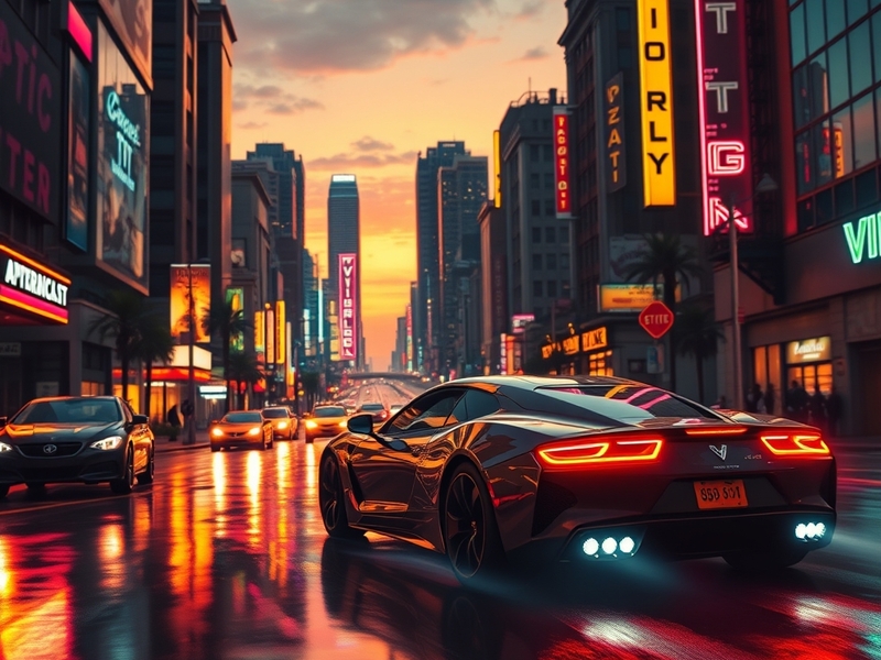A dynamic screenshot from the GTA VI trailer, showcasing the vibrant cityscape of Vice City, with stunning graphics and actio