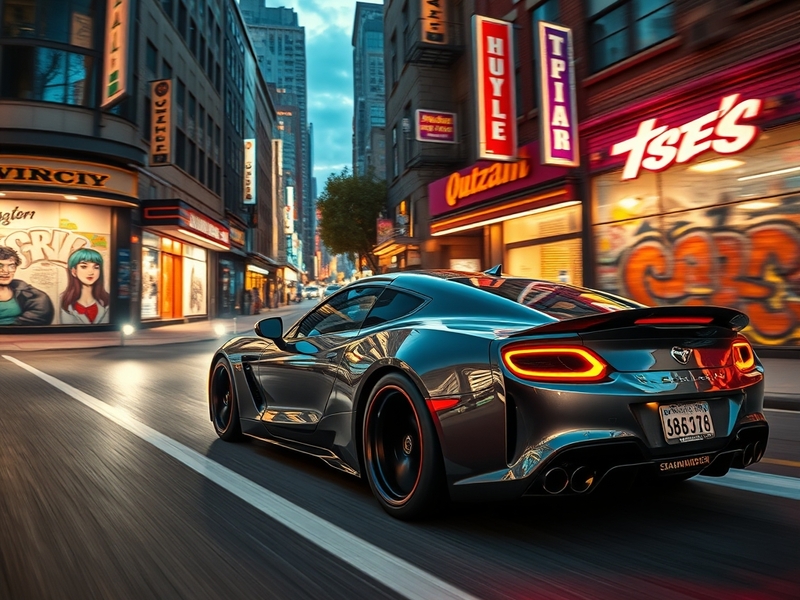 A vibrant screenshot from the GTA VI trailer showcasing a bustling city scene with dynamic weather and characters.