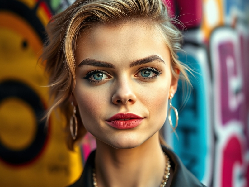 A vibrant portrait of Cara Delevingne, showcasing her distinctive features and engaging personality, set against a fashion-fo