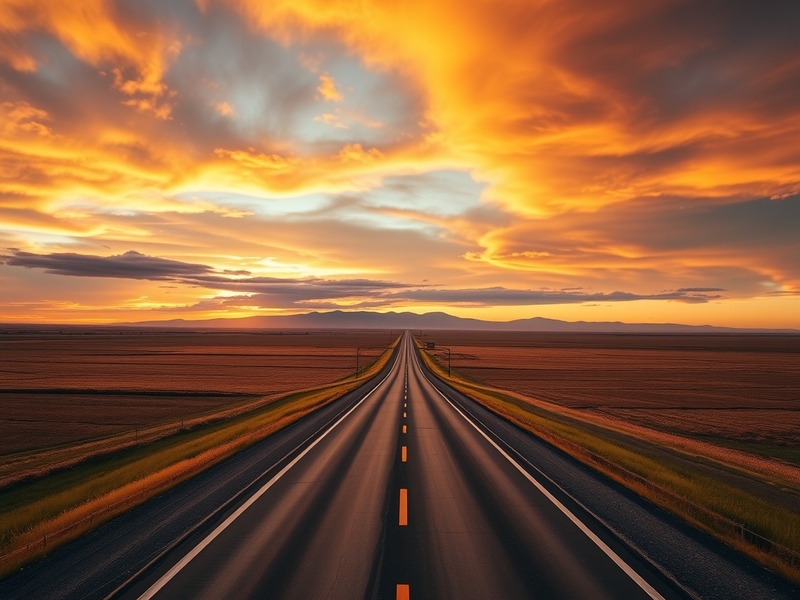 A scenic view of US 281, showcasing its diverse landscapes with rolling hills, urban areas, and cultural landmarks along the