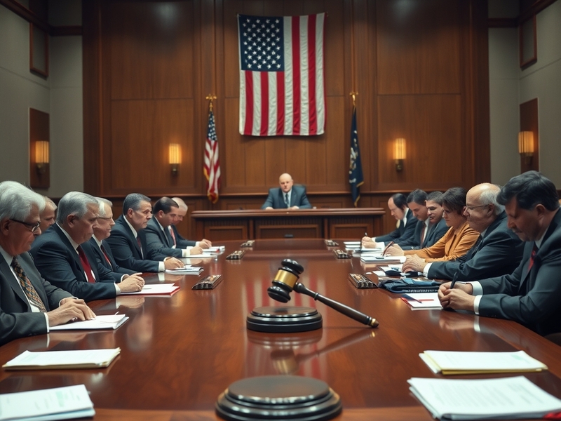A courtroom setting with military officials and legal representatives, highlighting the seriousness of the plea deal discussi