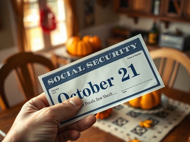 An illustrative graphic showing a calendar marked with Social Security payment dates, with a backdrop of financial documents