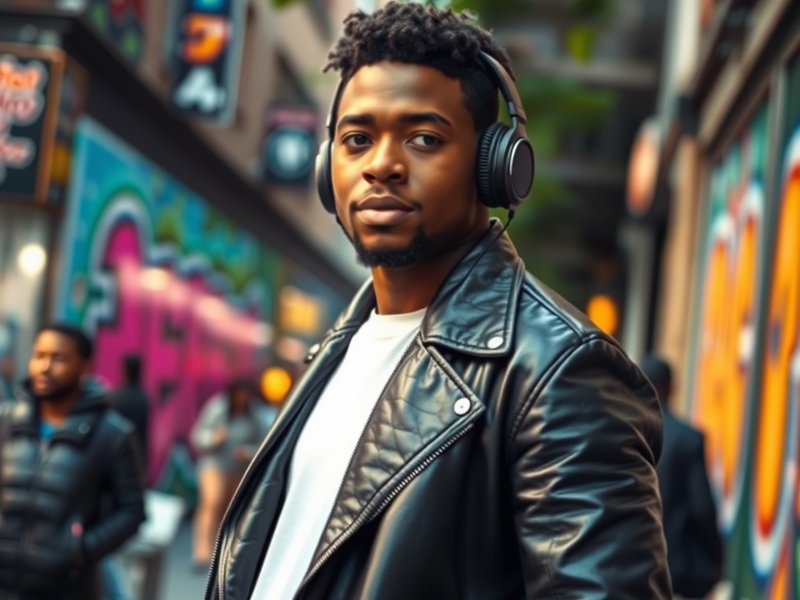 A portrait of Xavier Atkins in a dynamic pose, showcasing his charisma and style, set against a vibrant urban backdrop.