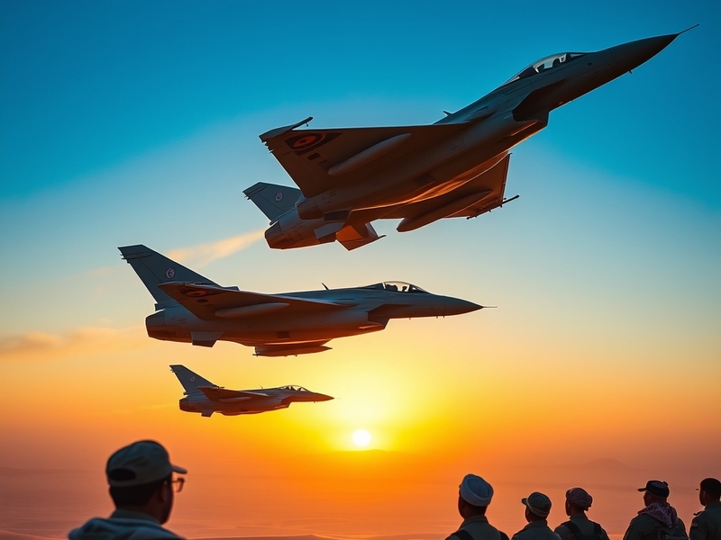 An image depicting UK Typhoon jets in action over Saudi Arabian skies, showcasing the aircraft's sleek design and advanced te