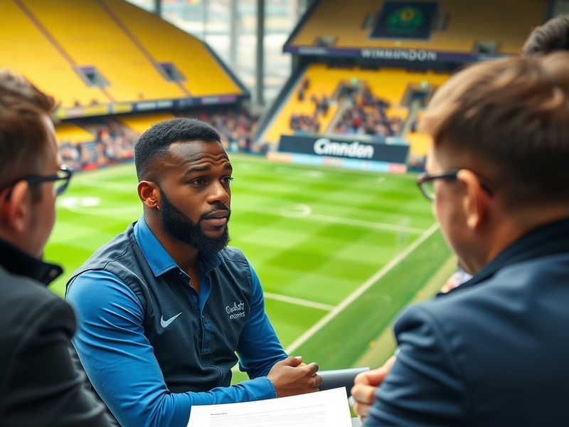 A vibrant image of Ryan Bertrand at a football match, showcasing his passion for the game, with AFC Wimbledon branding in the