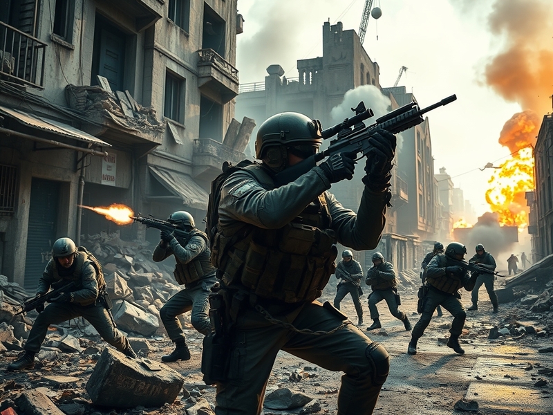 A dynamic screenshot from Call of Duty: Modern Warfare 4 multiplayer, showcasing intense gameplay with players engaged in com