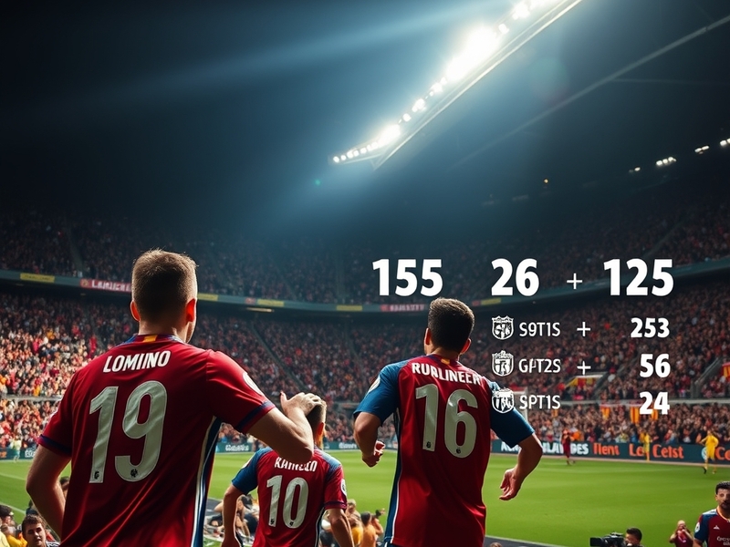 An action shot of La Liga players in a competitive match, showcasing vibrant team colors and dynamic movement.