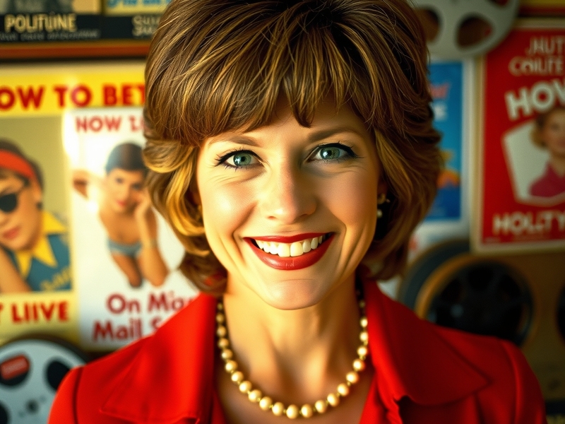 A vintage photo of Susan Saint James from her sitcom days, showcasing her vibrant personality and iconic style, set against a