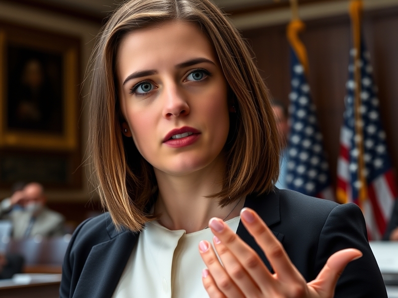 A professional portrait of Cassidy Hutchinson, set against a backdrop of the U.S. Capitol, conveying a serious and determined
