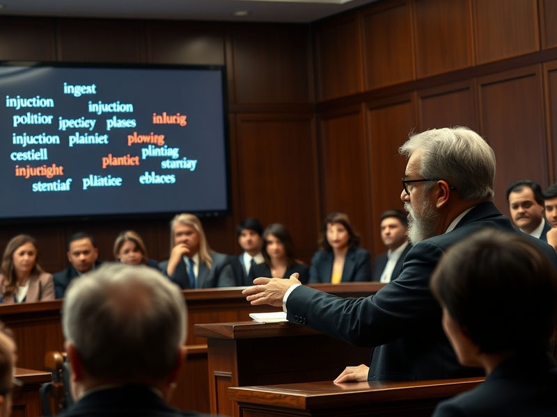 A gavel resting on a legal document, symbolizing justice and the legal process, with a blurred courtroom in the background.