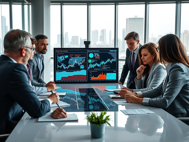 An illustration depicting a business professional analyzing cybersecurity data on a digital screen, highlighting the importan